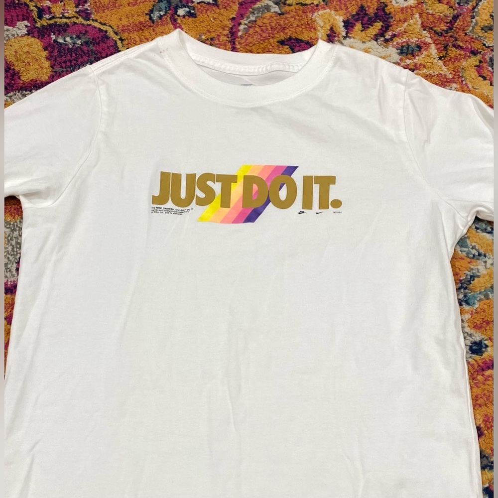 Nike Kids White Tee with Multicolor Graphic
